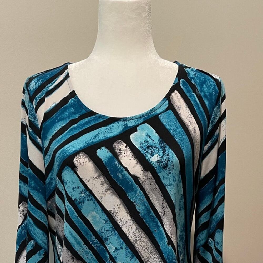 Alfani Asymmetrical Point Hem Tunic Top Sz M Flowy Geometric Lagenlook Stretchy - Picture 7 of 11